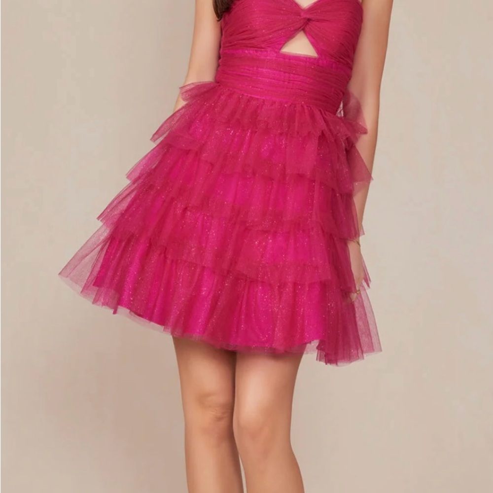 Nox Anabel Pink Strapless Sweetheart Mini Dress for Prom/Bat Mitzvah